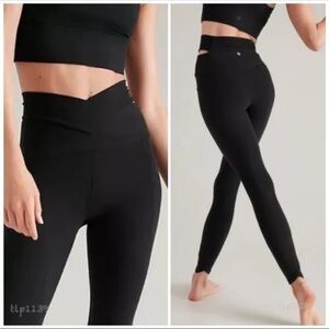 Athleta Black “Stash” High-Waisted Wrap Leggings